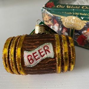Old World Christmas blown glass Beer Keg ornament